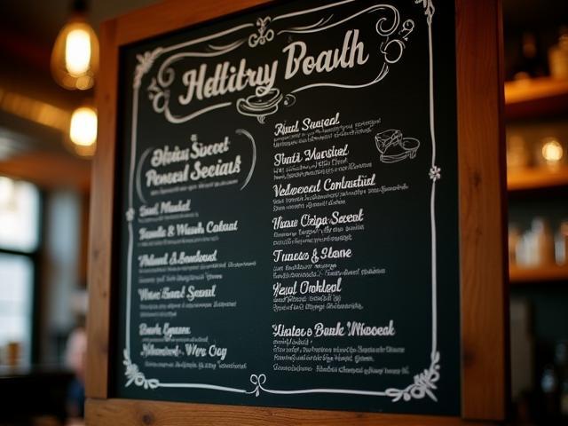 Seasonal menu specials displayed on a chalkboard inside the café