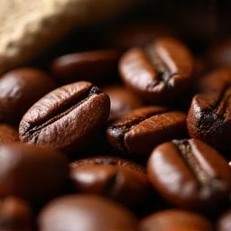 Close-up of single-origin coffee beans roasted locally